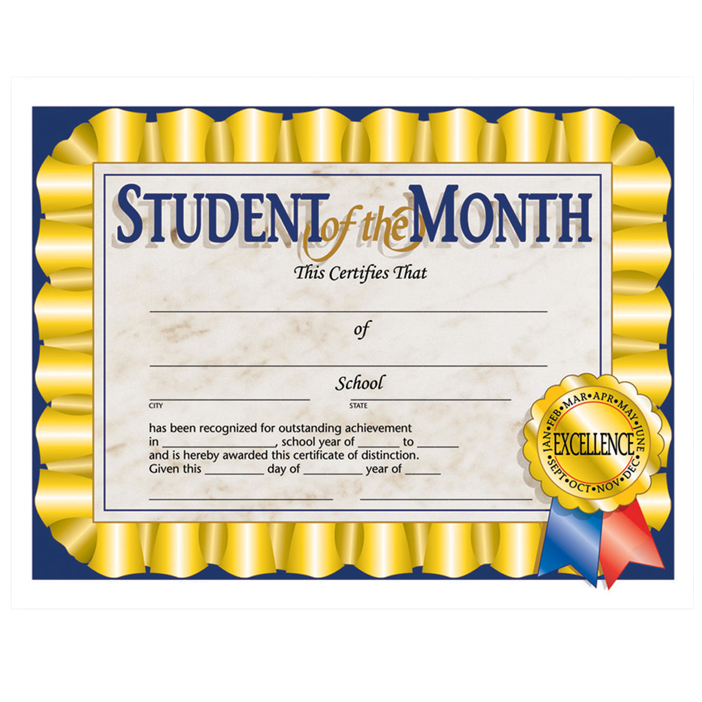 (3 Pk) Student Of The Month Cert 8.5x11 30 Per Pk