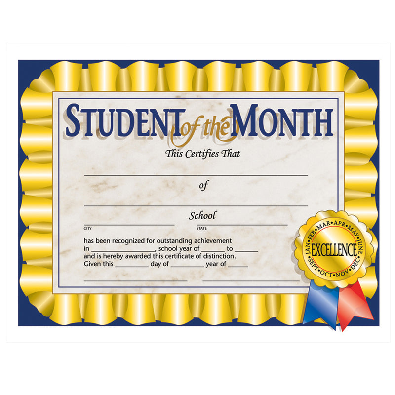 (3 Pk) Student Of The Month Cert 8.5x11 30 Per Pk