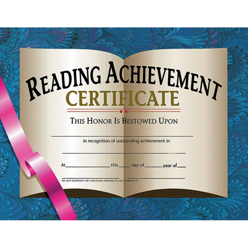 (3 Pk) Certificates Reading Achievement 8.5x11 30 Per Pk
