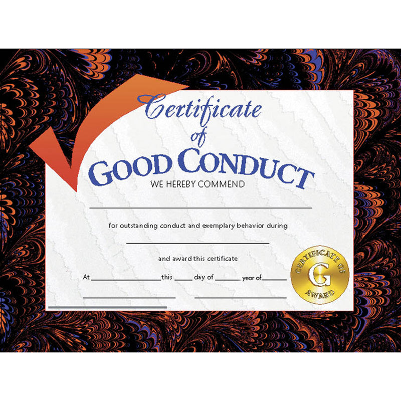 (3 Pk) Certificates Good Conduct 8.5x11 30 Per Pk