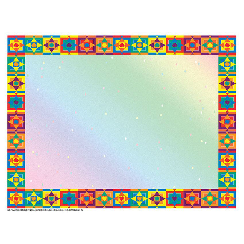 (3 Pk) Multicolored Border Cert -computer Paper 50 Per Pk