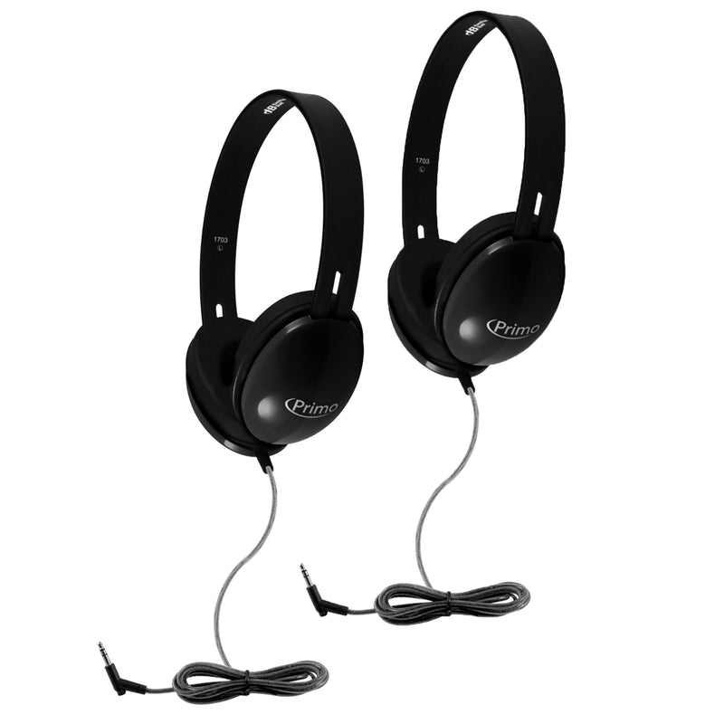 (2 Ea) Primo Stereo Headphones Black