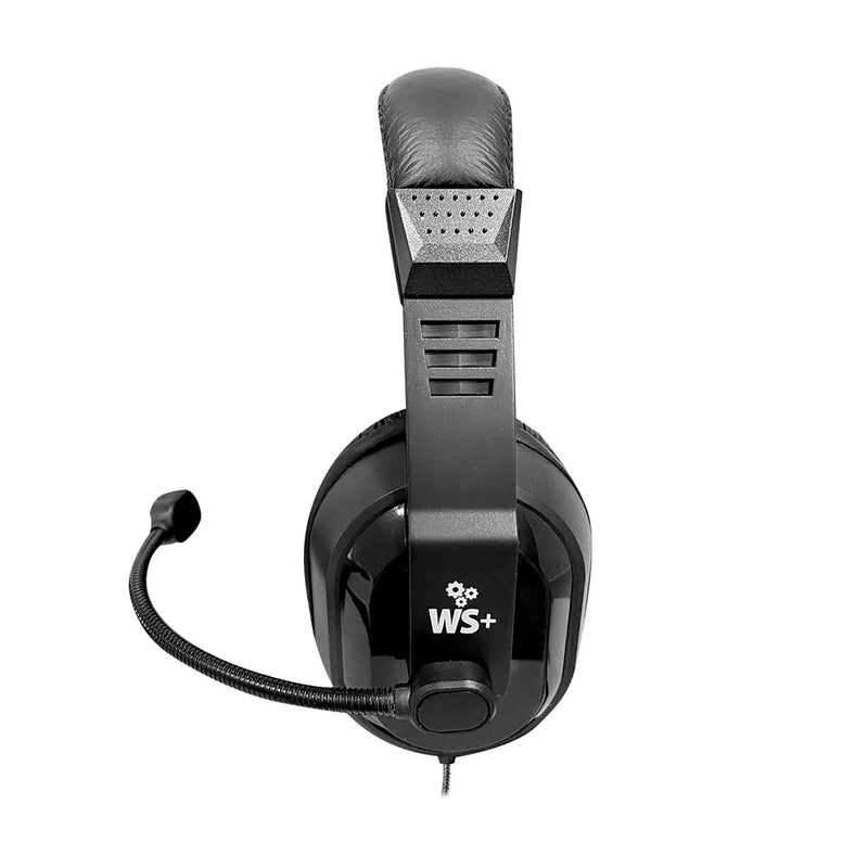 WorkSmart Plus Deluxe Headset - USB w- Boom gooseneck microphone, padded headband Leatherette ear cushions