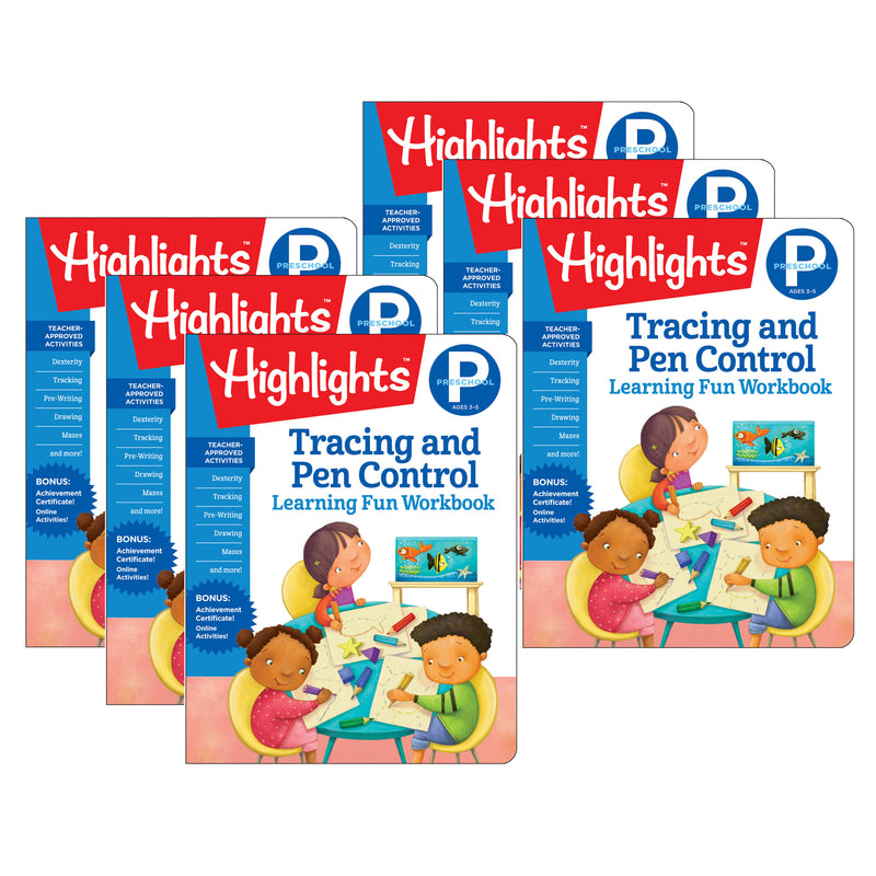 (6 Ea) Preschool Tracing And Pen Control Learning Fun Workbooks