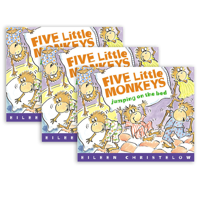 Five Little Monkeys Jumping on the Bed Book, Pack of 3