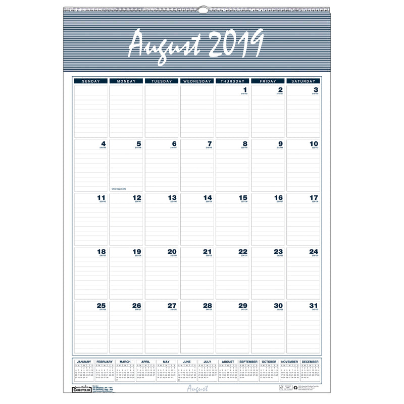 Wall Calendar 12 Months Aug-jul