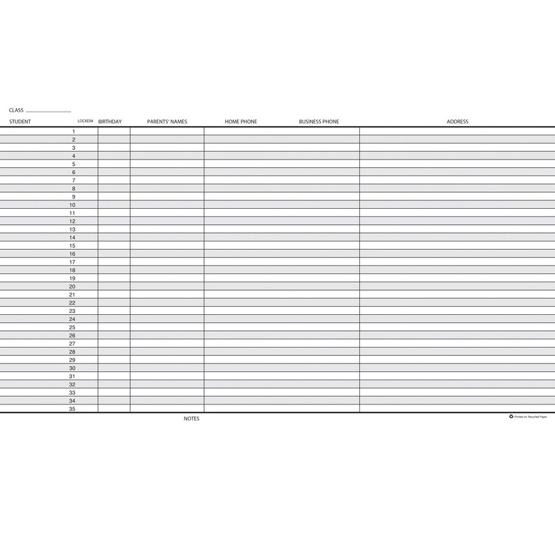 Class Record Book 9-10 Week Grading Period Blue Simulated Leather