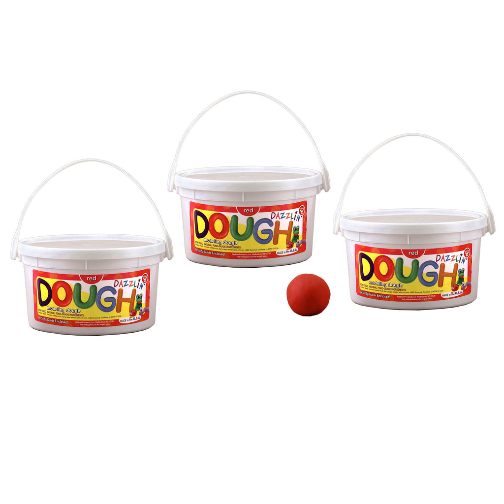 (3 Ea) Dazzlin Dough Red 3lb Tub