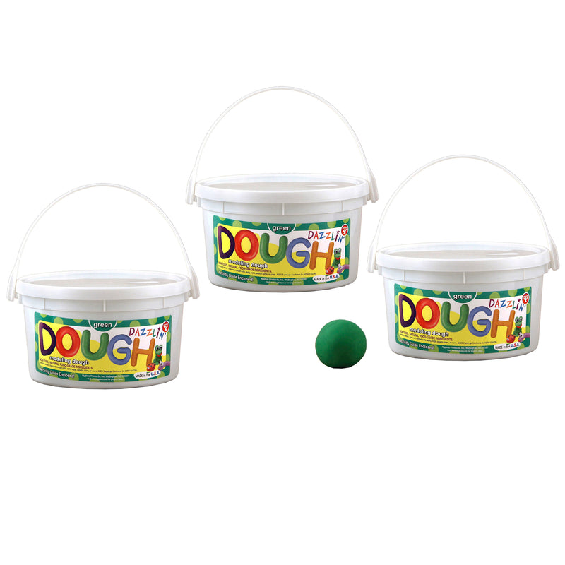 (3 Ea) Dazzlin Dough Green 3lb Tub