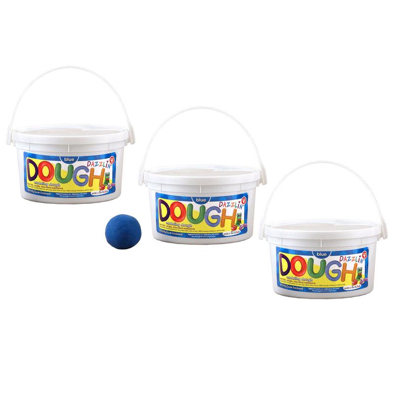 (3 Ea) Dazzlin Dough Blue 3lb Tub