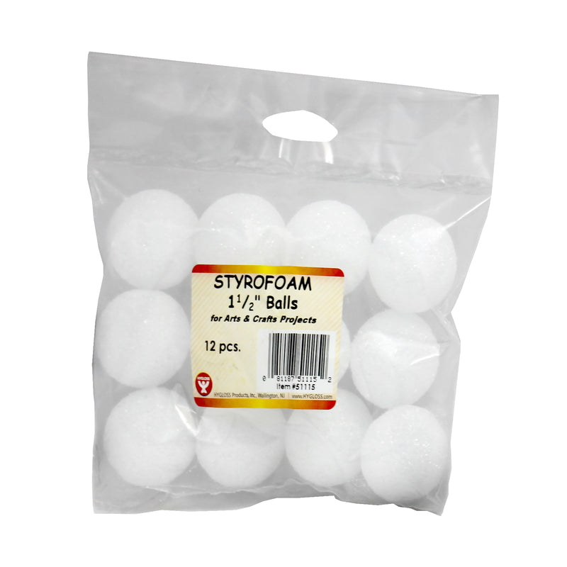 (6 Pk) Styrofoam 1 1-2in Balls 12 Per Pk