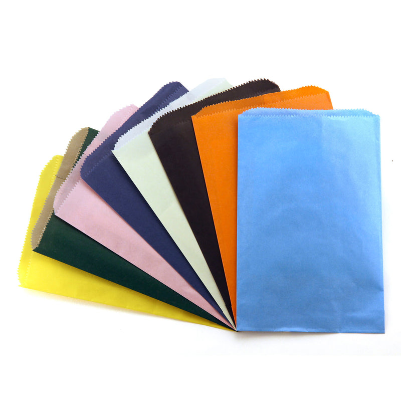 (3 Pk) Colorful Paper Bags 6x9 Asstd Color Pinch Bottom