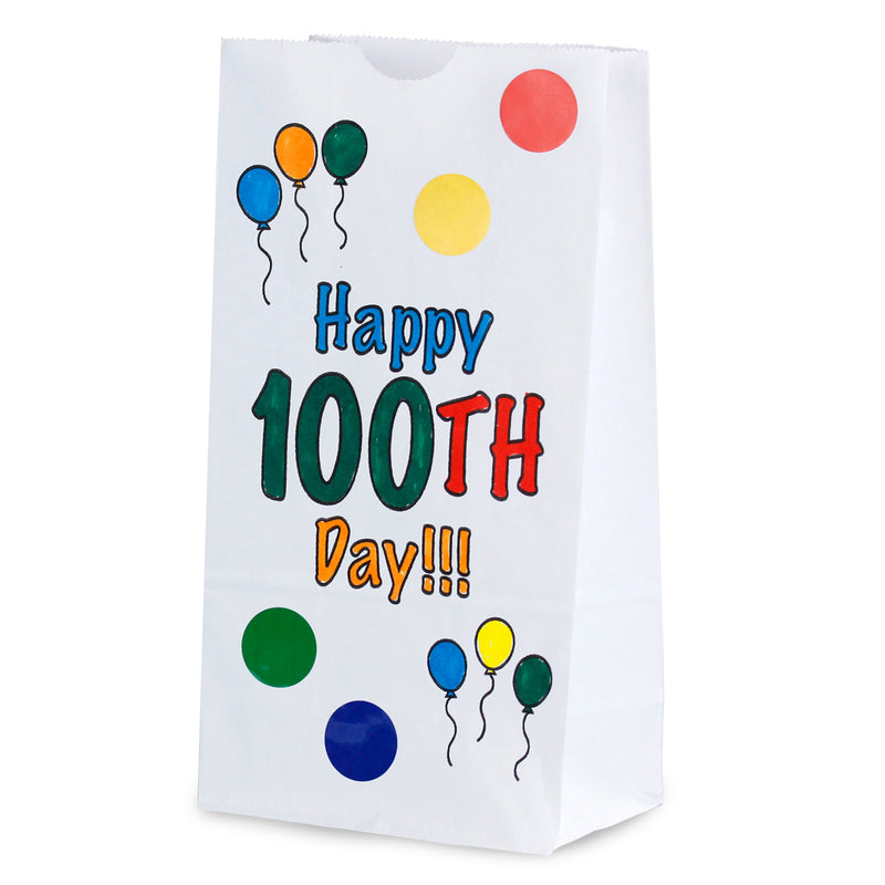 (3 Pk) Happy 100th Day Paper Bags