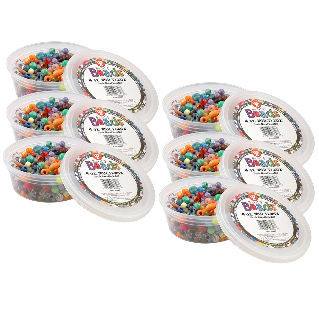 (6 Pk) Bucket O Beads 4oz Multi-mix