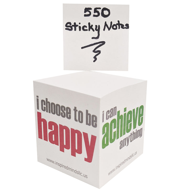 Inspirational Sticky Notes Memo Cube, 2-3-4", 550 Sheets