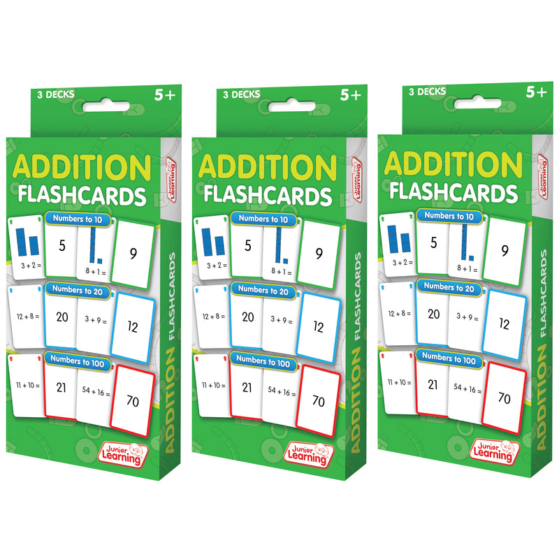 Addition Flashcards, 3 Sets Per Pack, 3 Packs