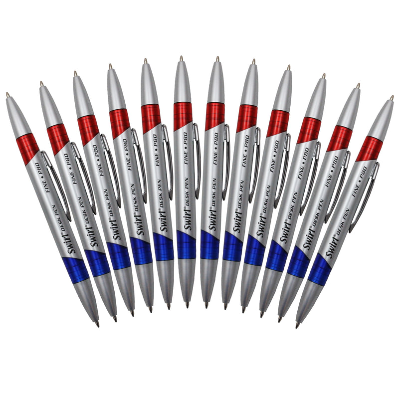 (2 Dz) Swirl Desk Pens Red-blue 12 Per Pk