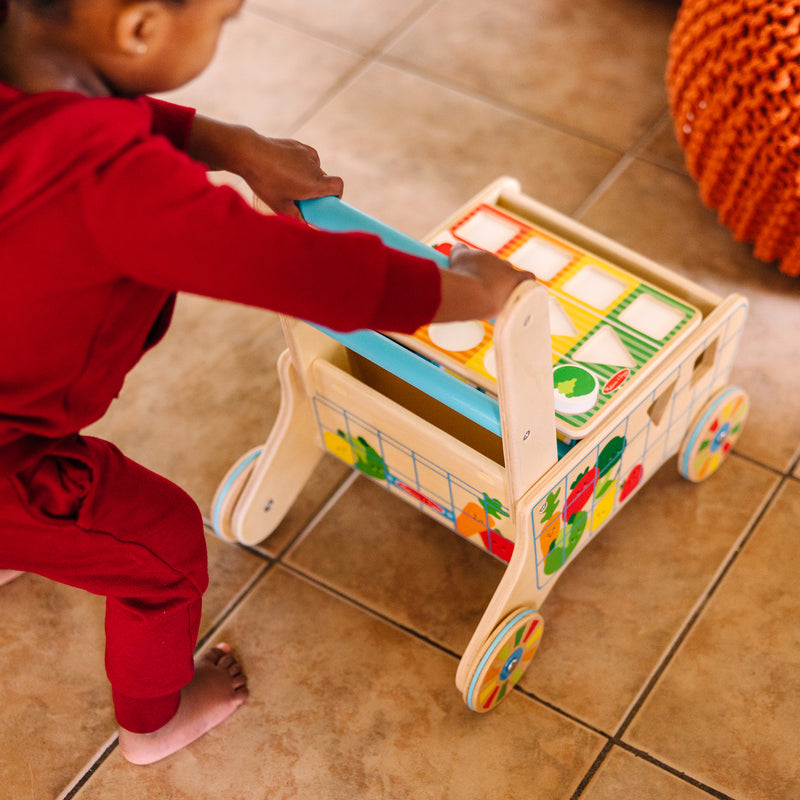 Wooden Shape Sorting Grocery Cart