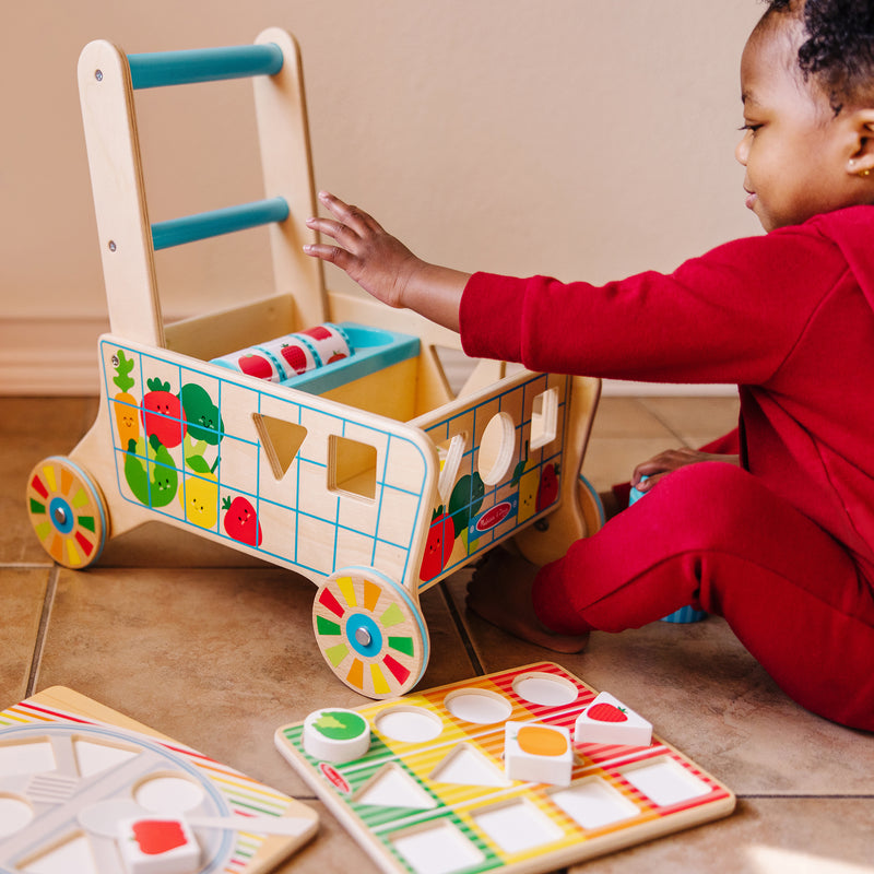 Wooden Shape Sorting Grocery Cart