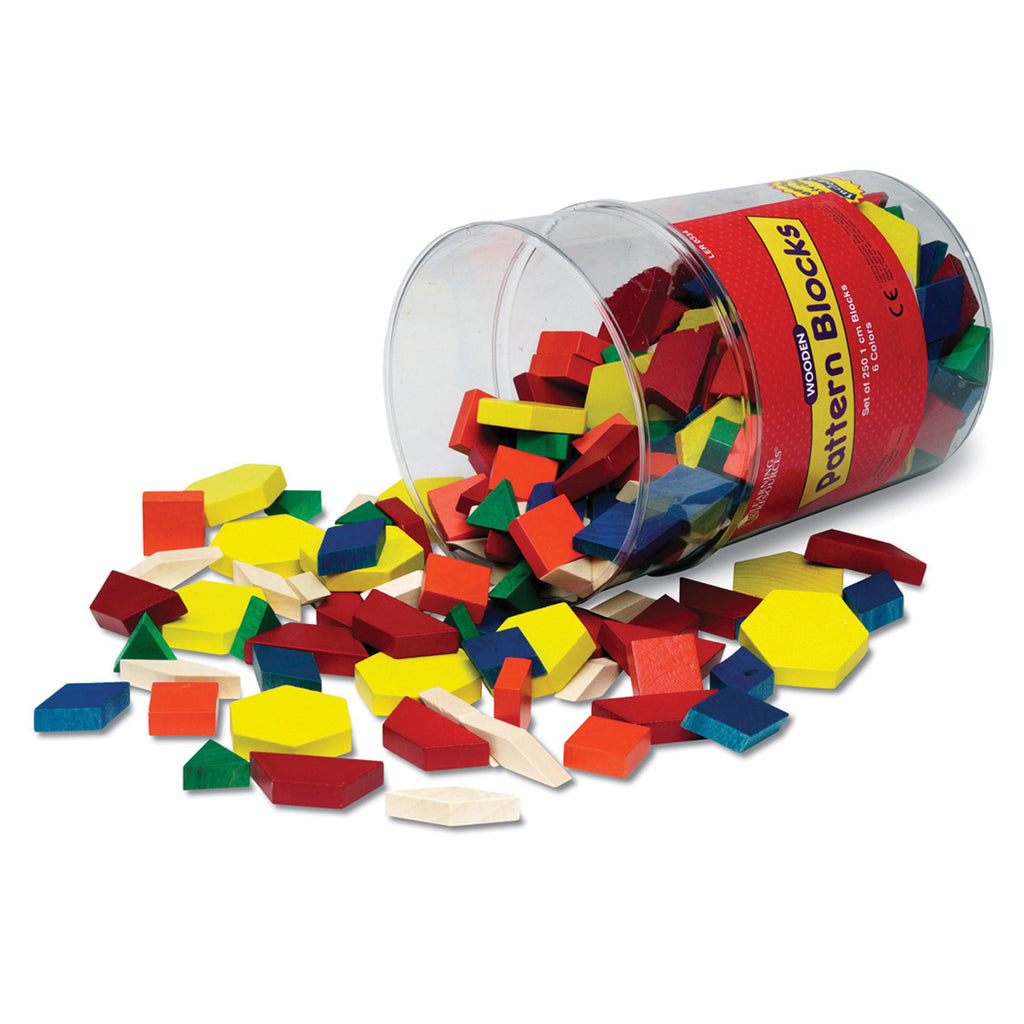 Pattern Blocks Wooden 250-pk 1cm In Bucket