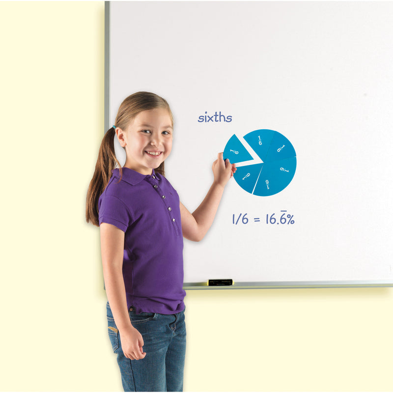 EAI Education Jumbo Magnetic Fraction & Decimal Circles - Double-Sided 51-Piece Math Set For Classroom