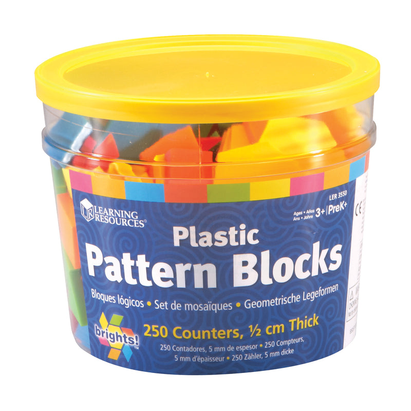 Plastic Pattern Blocks Brights 0.5cm Thick