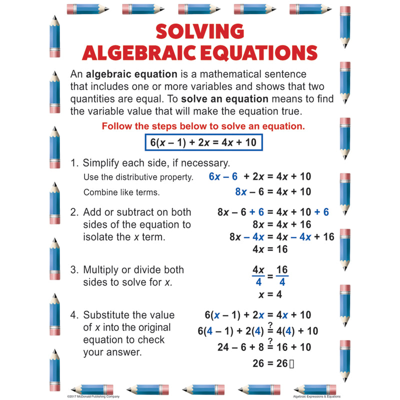 Algebraic Equation Teach Poster Set