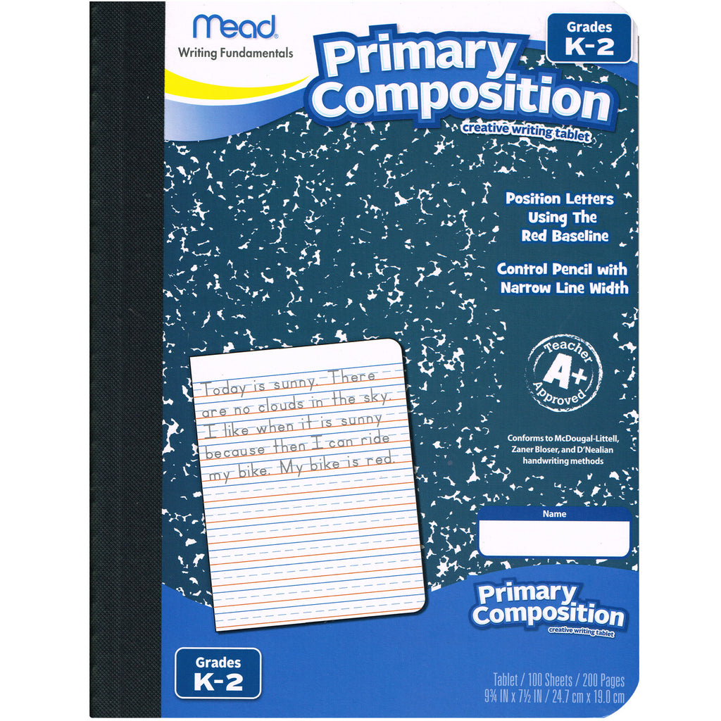 (3 Ea) Primary Composition Book Full Page Ruled 100sht