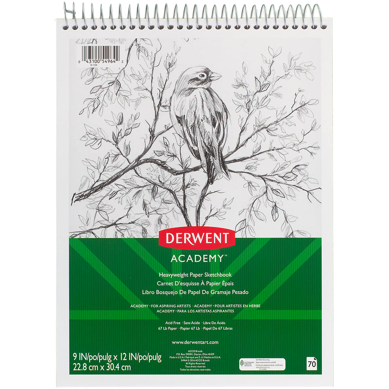 Wirebound Sketchbook 9x12 Derwent Academy 70 Pages