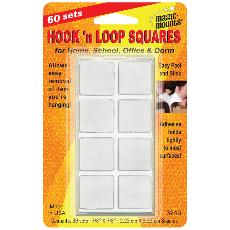 (3 Pk) Hook N Loop 7-8in Squares 60 Per Pack