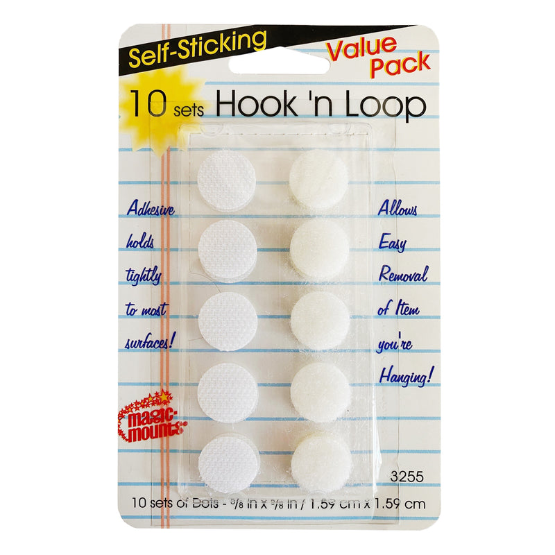 10ct White Hook And Loop Dots