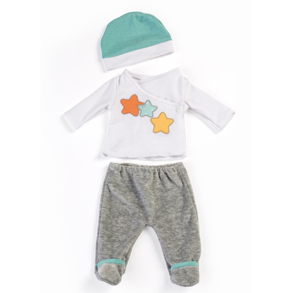 Gender Neutral Doll 2pc Pajama Set In Grey