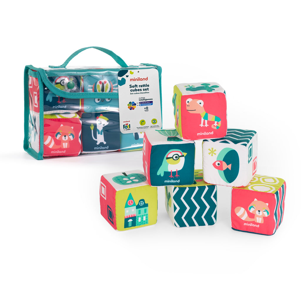 Feel to Learn: Soft Rattle Cubes Set