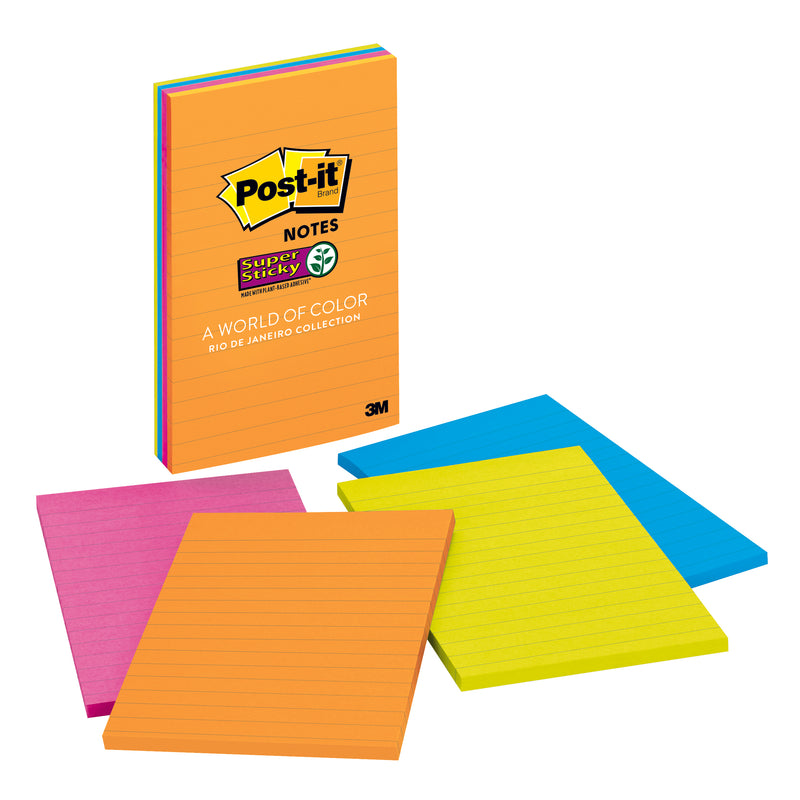 (2 Pk) Post-it Notes 4x6 Lined 4 Pads-pk Janeiro Collection