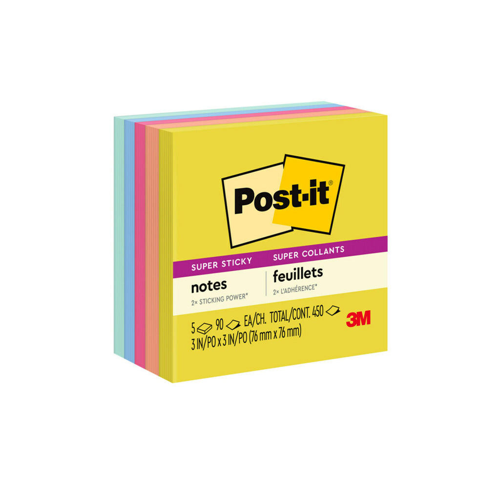 Super Sticky Notes Summr Joy 5pk 3in X 3 In Postit