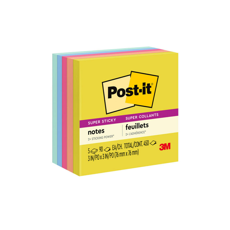 Super Sticky Notes Summr Joy 5pk 3in X 3 In Postit