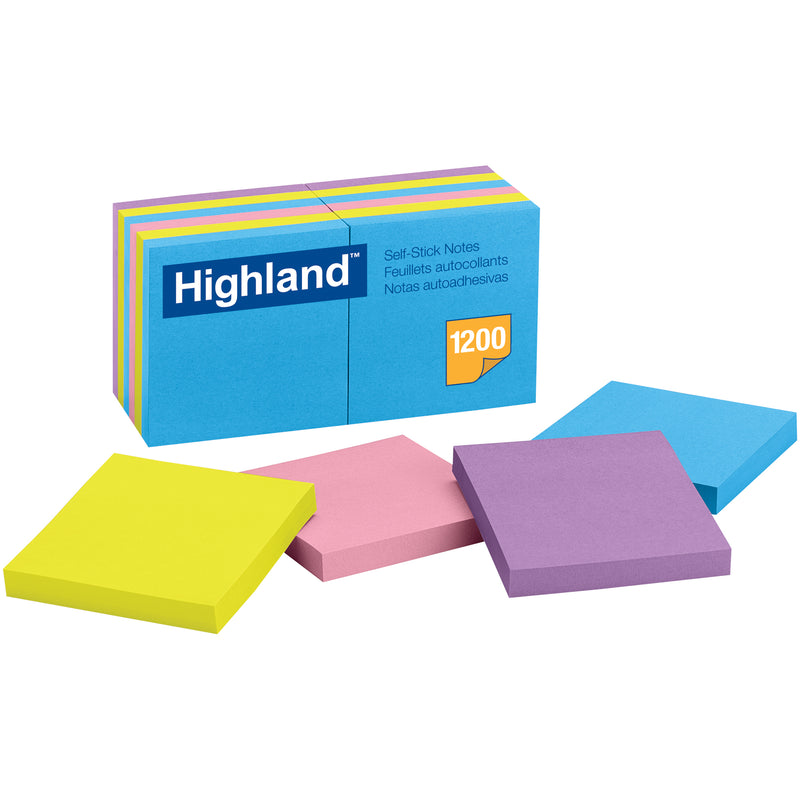 (2 Pk) Highland Self Stick 12 Pads Per Pk 3x3 Removable Notes