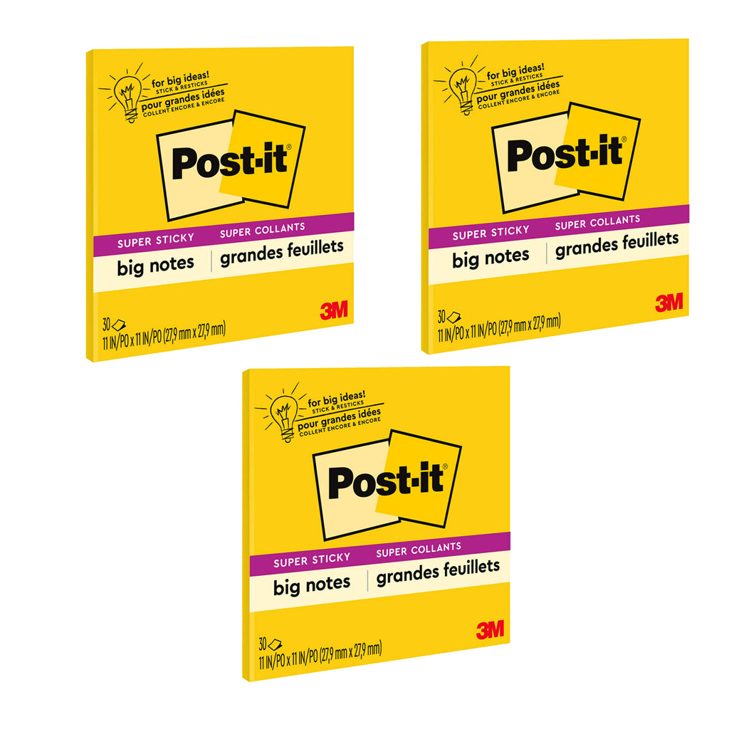 (3 Ea) Yellow Post It Big Pads 11 X 11in