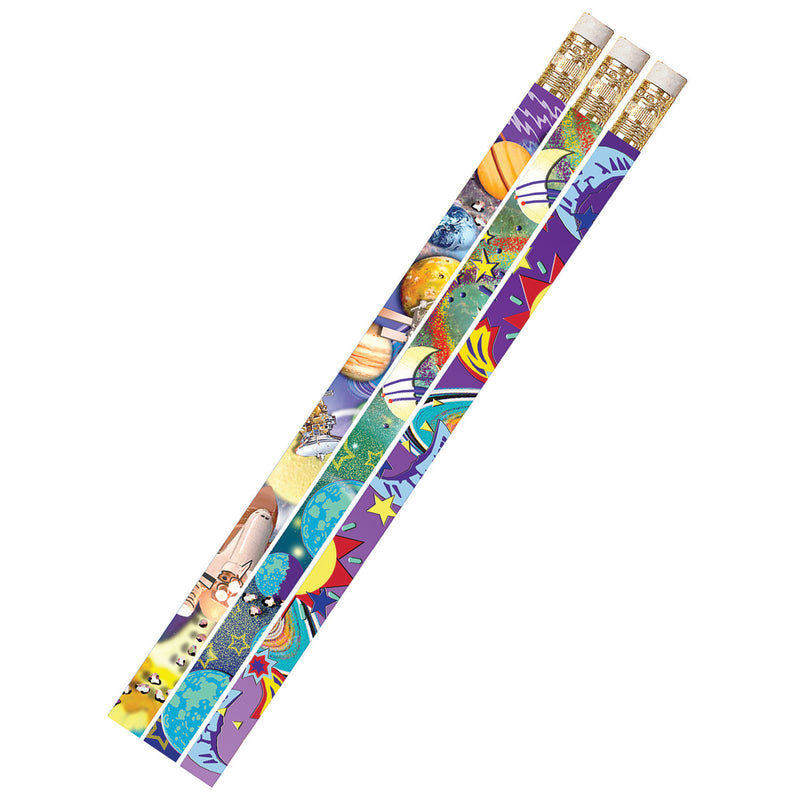 (12 Dz) Galaxy Galore Motivational Fun Pencils 12 Per Pk