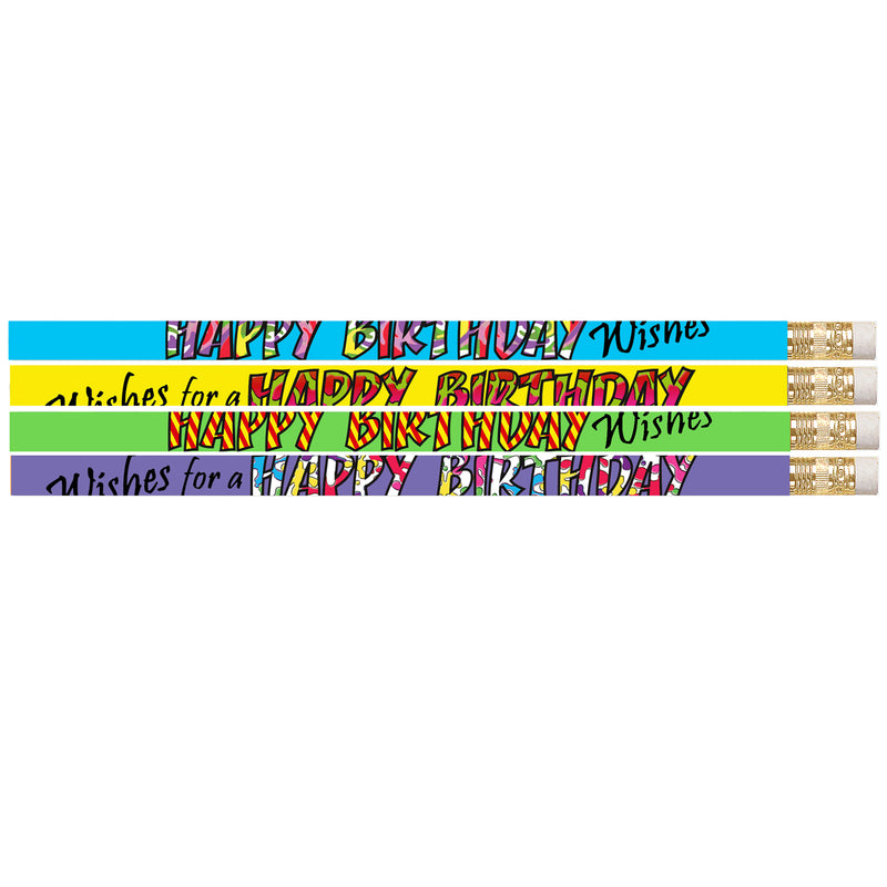 (12 Dz) Happy Birthday Wishes Pencil 12 Per Pack