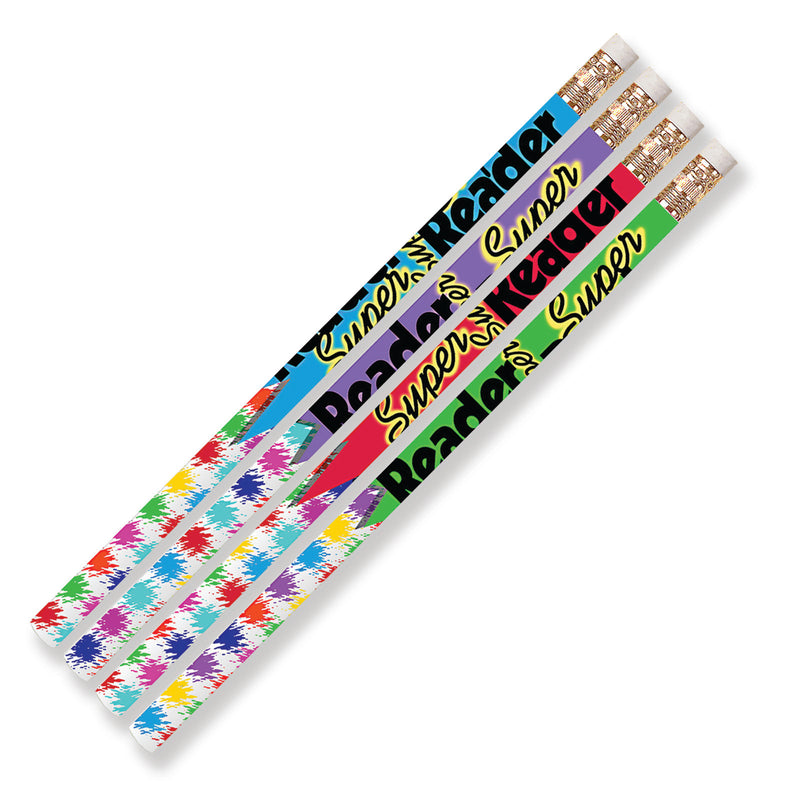 (12 Dz) Super Reader Motivational Fun Pencils 12 Per Pk