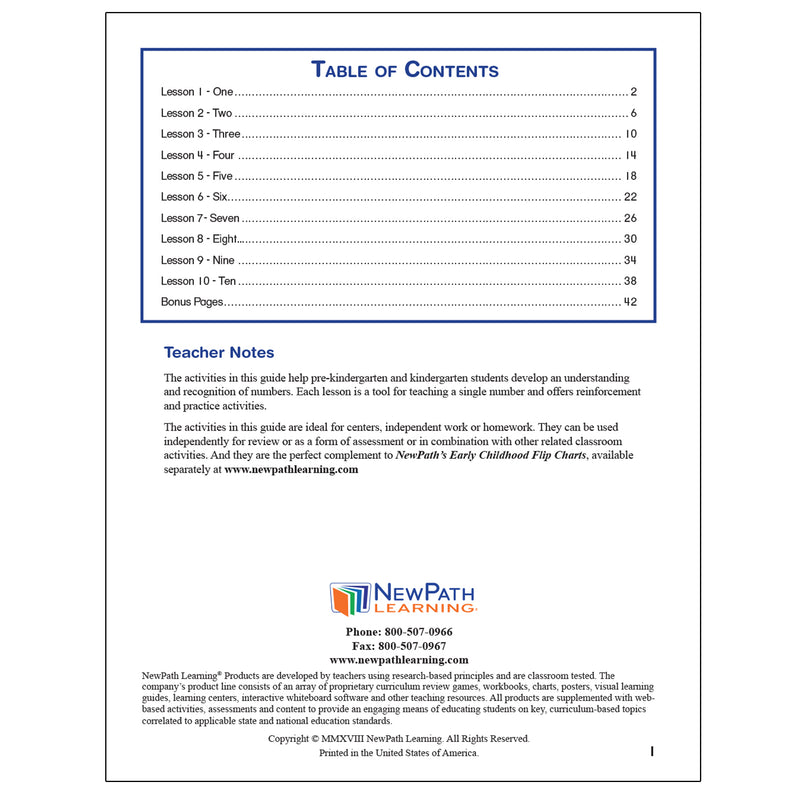 Numbers 1-10 Student Activity Guide