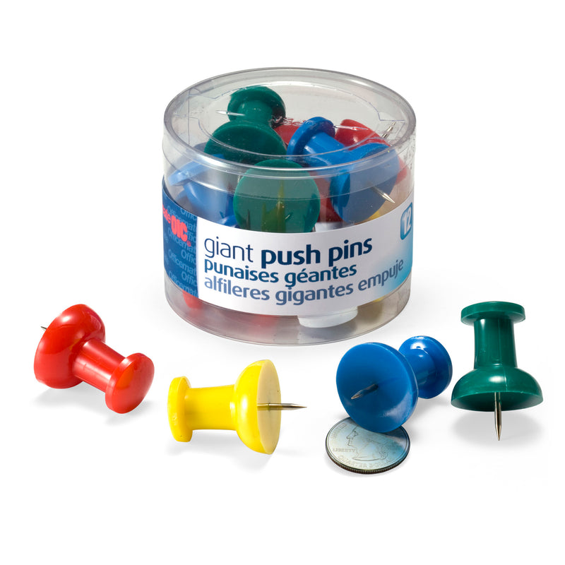 (6 Pk) Officemate Giant Push Pins 12 Per Tub