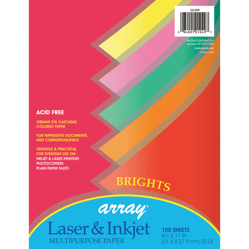 (3 Pk) Array Bright Color Paper 20 Lb 100 Sht Per Pk