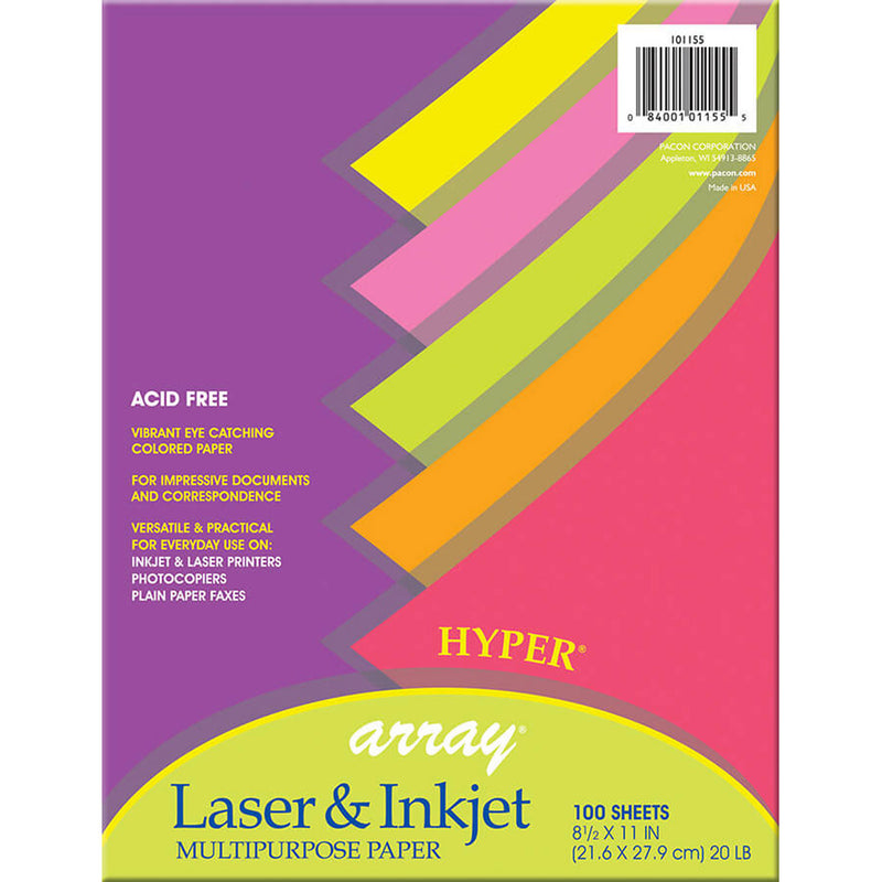 (3 Pk) Array Hyper Color Paper 20 Lb 100 Sht Per Pk