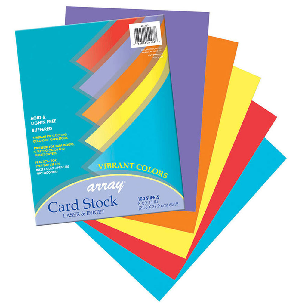 Array Card Stock Vibrant 100 Sht Assortment 5 Colors