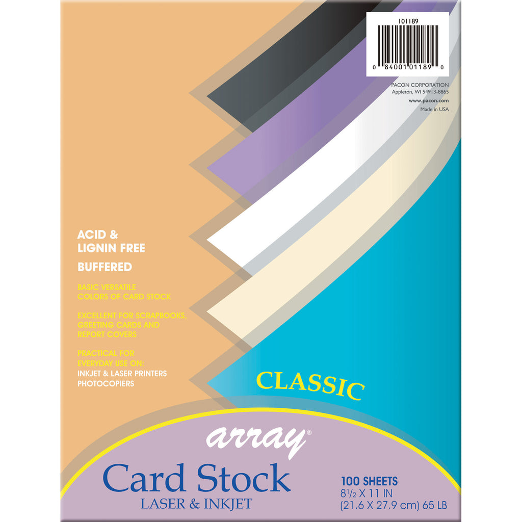 Array Card Stock Classic Colors 100 Count 8.5 X 11