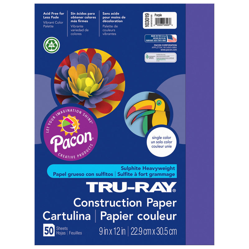 Tru Ray 9 X 12 Purple 50 Sht Construction Paper