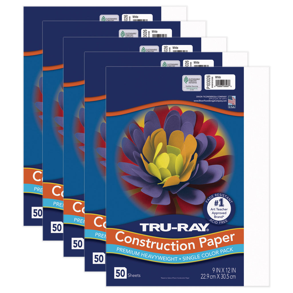 (5 Pk) Tru Ray 9 X 12 White 50 Sht