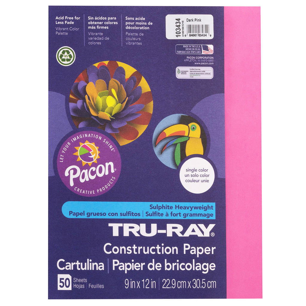 Fade Resstnt Constrct Paper Dk Pink 9x12